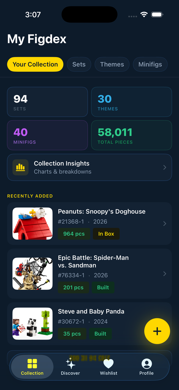 Figdex collection screen